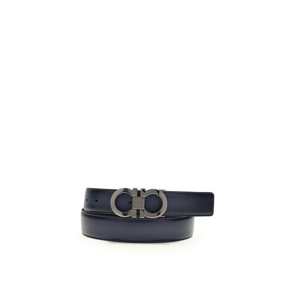 Ferragamo Black Calf Leather Bos Taurus Regular Men's Belt